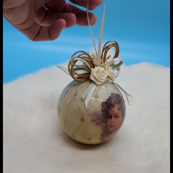 Victorian style Angel rose and ribbons Christmas ornament Shabby Chic - Picture 2 of 5
